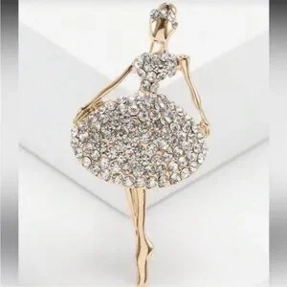 Aurora Ballet Pave Crystal Couture Brooch